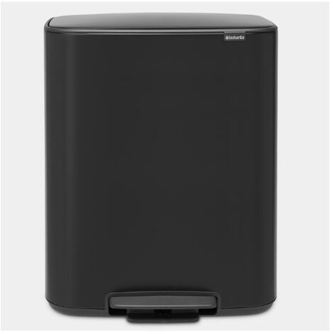 poubelle à pédale 2 x 30 l matt black - bo - brabantia