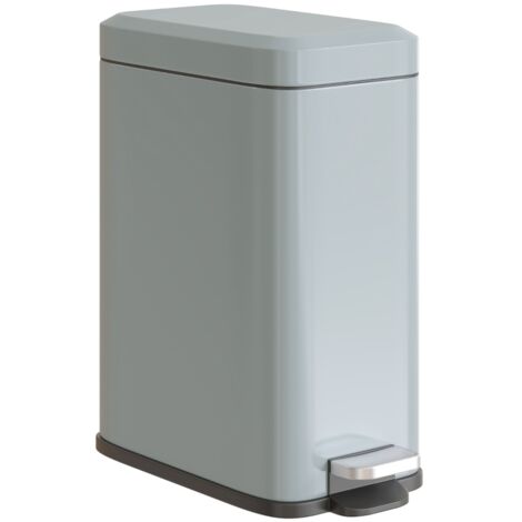 Poubelle à pédale 5L – Métal gris – Seau intérieur inclus – Hygiénique, pratique et facile d'entretien – Cuisine, salle de bain