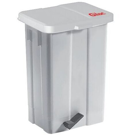 Poubelle à pédale compacte 50L couvercle blanc hauteur 580mm largeur 410mm longueur 345mm - GILAC