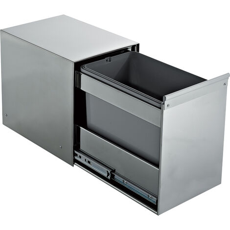 Poubelle coulissante inox 18L – Capacité 18L – Dimensions 330mm x 260mm – Acier inoxydable poli AISI430 – Extraction totale manuelle – Elletipi