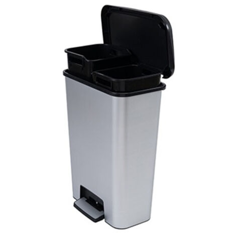 Poubelle à pédale Curver Compatta Duo 2 compartiments gris clair 23 L + 23 L (46 L)
