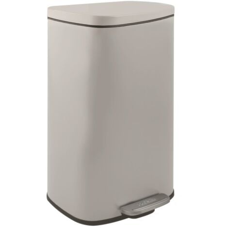 Poubelle à  pédale de cuisine Acier AKIRA 30L Taupe mat Spirella