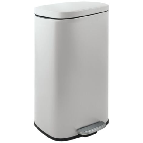 Poubelle à  pédale de cuisine grande capacité Acier AKIRA 50L Blanc mat Spirella