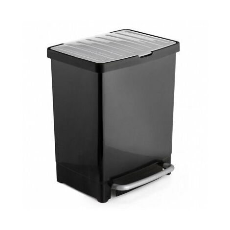 Poubelle à pédale de recyclage noire 17 + 8L Tatay