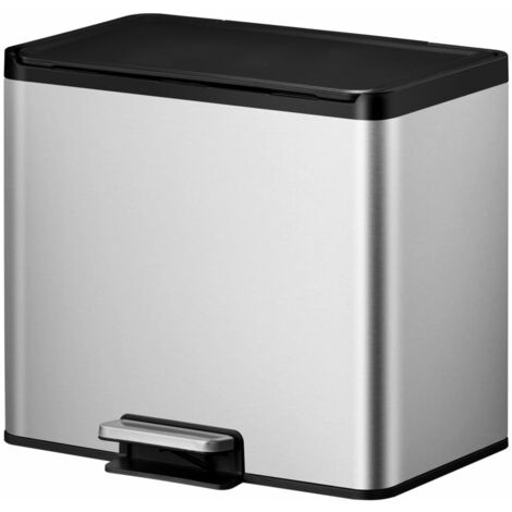 Poubelle à pédale Essential 2x15 L Argenté mat EKO - Argenté mat