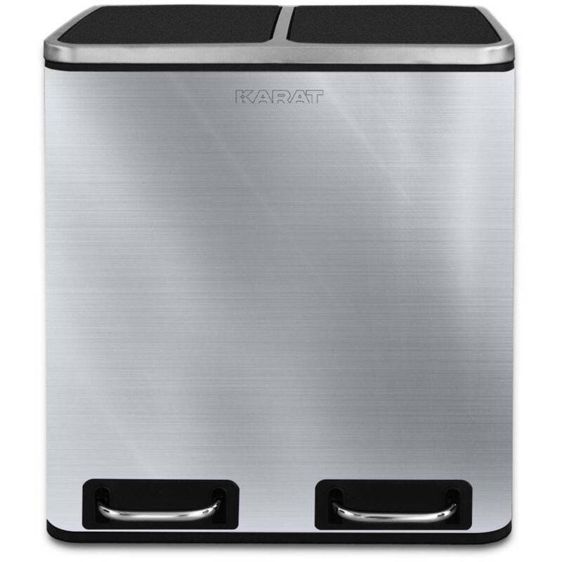 Poubelle de cuisine Félix, Acier inox, 2 compartiments de 30 Litres (60 Litres)