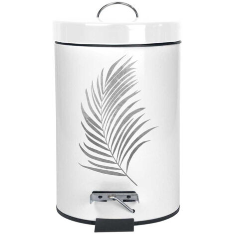 Poubelle à Pédale Imprimée "Orbella" 3L Blanc & Argent