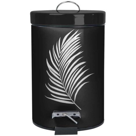 Poubelle à Pédale Imprimée "Orbella" 3L Noir & Argent