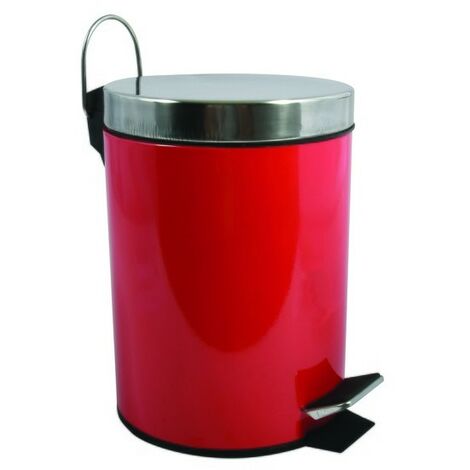 QT Poubelle de cuisine à pédale 3 L - Inox Rouge à prix pas cher