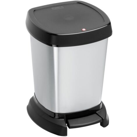 Poubelle à pédale Rotho Paso 6L Argent/Métallique