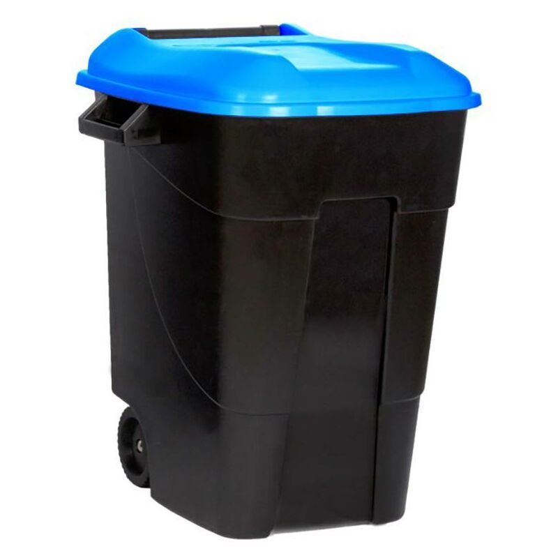 Industrias Tayg - Poubelle à roulettes avec couvercle 100 litres, couvercle en plastique noir, bleu Tayg 420023