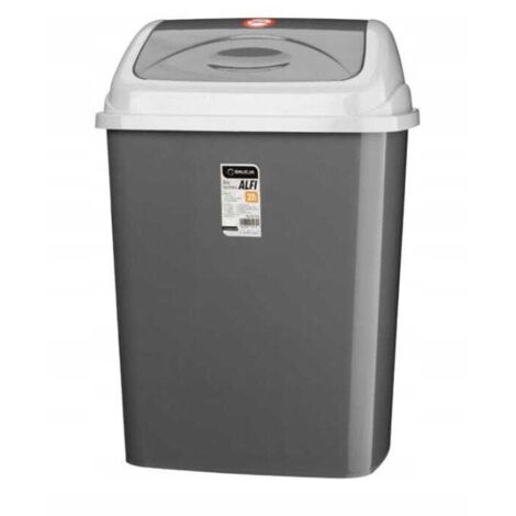 Poubelle Alfi 27L avec couvercle à charnière, gris foncé, haute