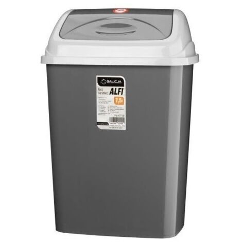 Poubelle ALFI avec couvercle à charnière, 7,5 l, pour déchets ménagers, gris foncé