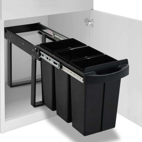 Poubelle amovible de cuisine-Bac à ordures de cuisine fermeture en douceur 36 L 976313