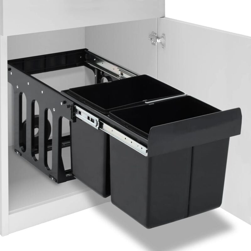 Poubelle amovible de cuisine Fermeture en douceur 36 l - The Living Store - Noir