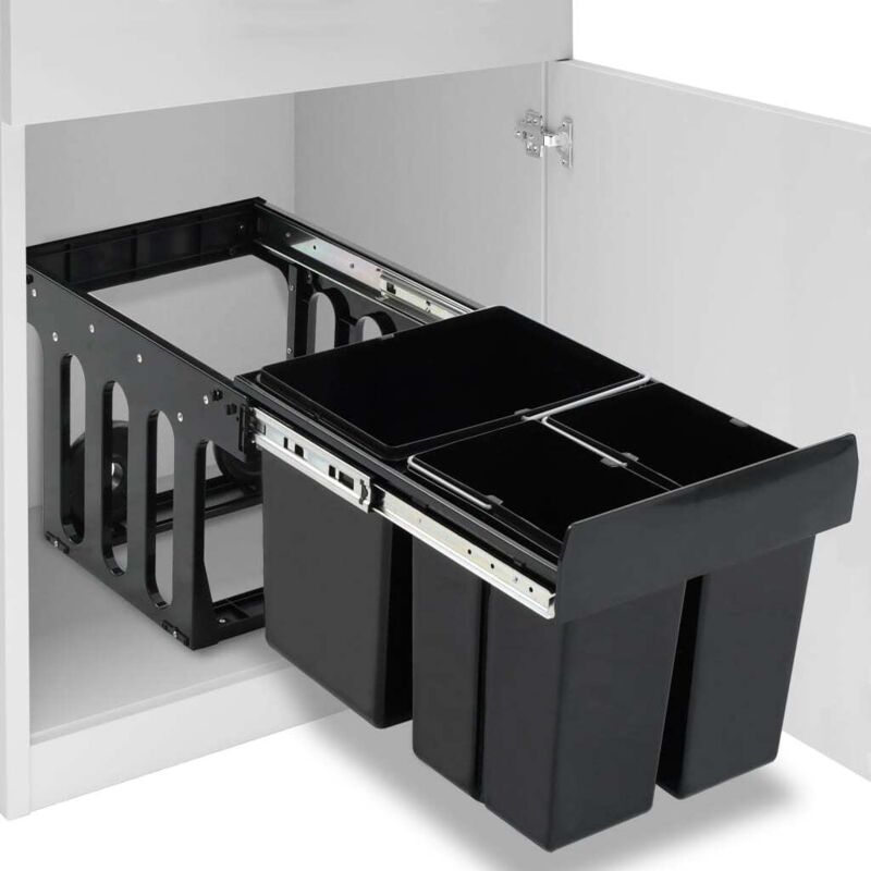 Poubelle amovible de cuisine fermeture en douceur 48 l Vidaxl