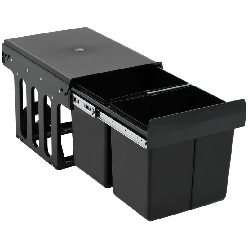 Helloshop26 - Poubelle amovible de cuisine fermeture en douceur 36 litres noir