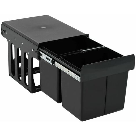 Poubelle amovible de cuisine fermeture en douceur 36 litres noir