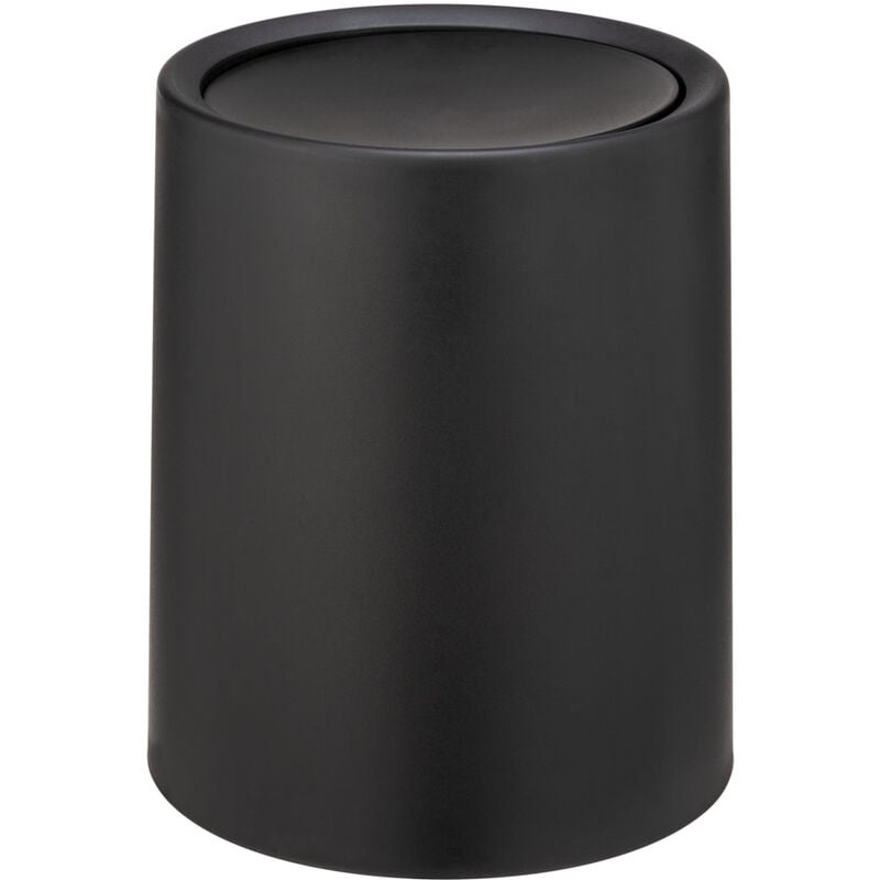 Poubelle à couvercle basculant Atri Wenko 6 l, Poubelle salle de bain en plastique et seau intérieur, sachet plastique invisible, 21 x 25,5 cm, Noir