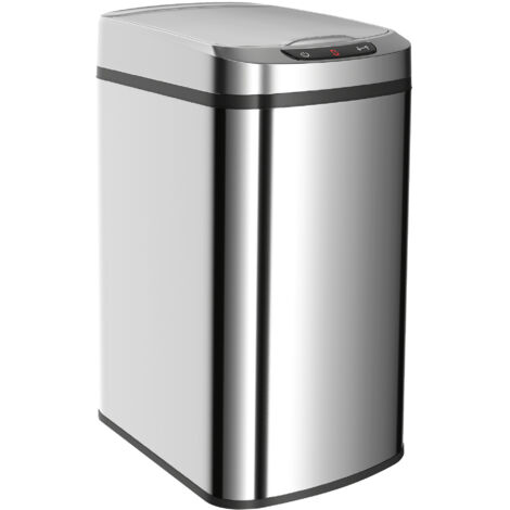 Poubelle automatique 12 L acier inoxydable, poubelle sensorielle avec couvercle, 28 x 22 x 41 cm, argent