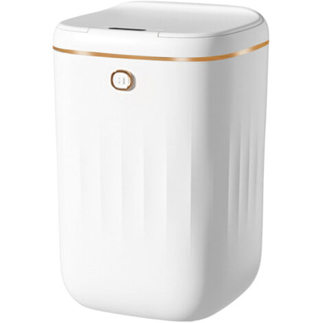 Poubelle automatique 20L avec capteur sans contact, facile à nettoyer, étanche, pour cuisine et salle de bain, alimentée par batterie, couleur blanc doré.