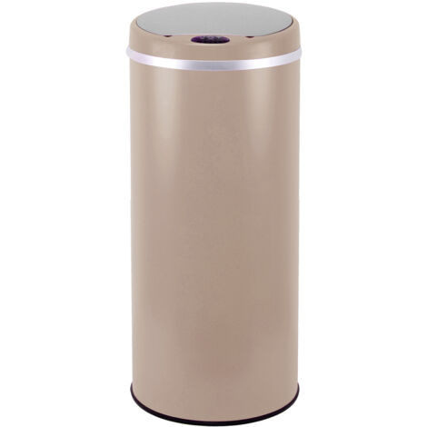 Poubelle de cuisine automatique 42L SOHO Taupe mat en acier INOX avec cerclage