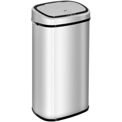 Poubelle automatique 68L – Inox argenté – Capteur intelligent sans contact – Hygiénique silencieuse étanche – Cuisine salon bureau