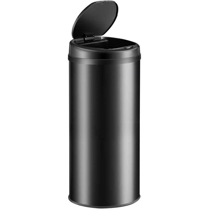 Poubelle automatique en acier inoxydable 30/40/56 litres Poubelle de cuisine ronde avec support de sac Capteur de mouvement Noir - 40L