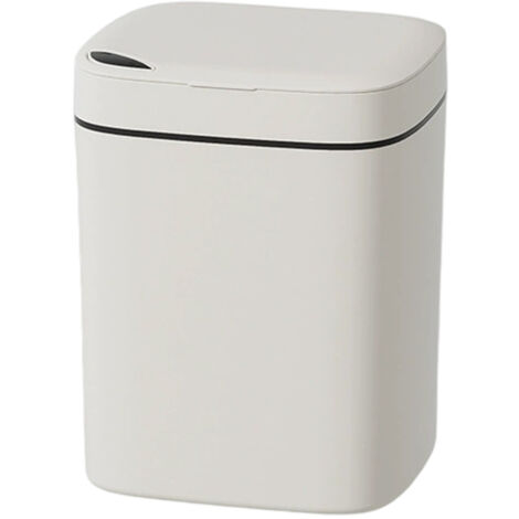 Poubelle automatique de salle de bain,poubelle à détecteur de mouvement sans contact, blanche,avec couvercle,petite poubelle