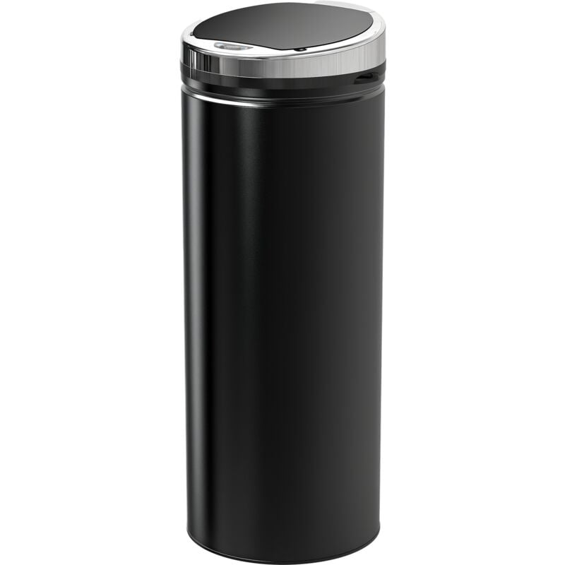 Poubelle automatique détecteur de mouvement 50L bac amovible acier inox. noir