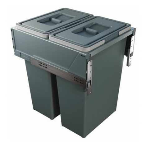 Poubelle automatique grande capacité 2 x 35 L – Fixation latérale sur meubles 16-19 mm – Acier époxy – Profondeur 478 mm – Largeur 450 mm – Elletipi