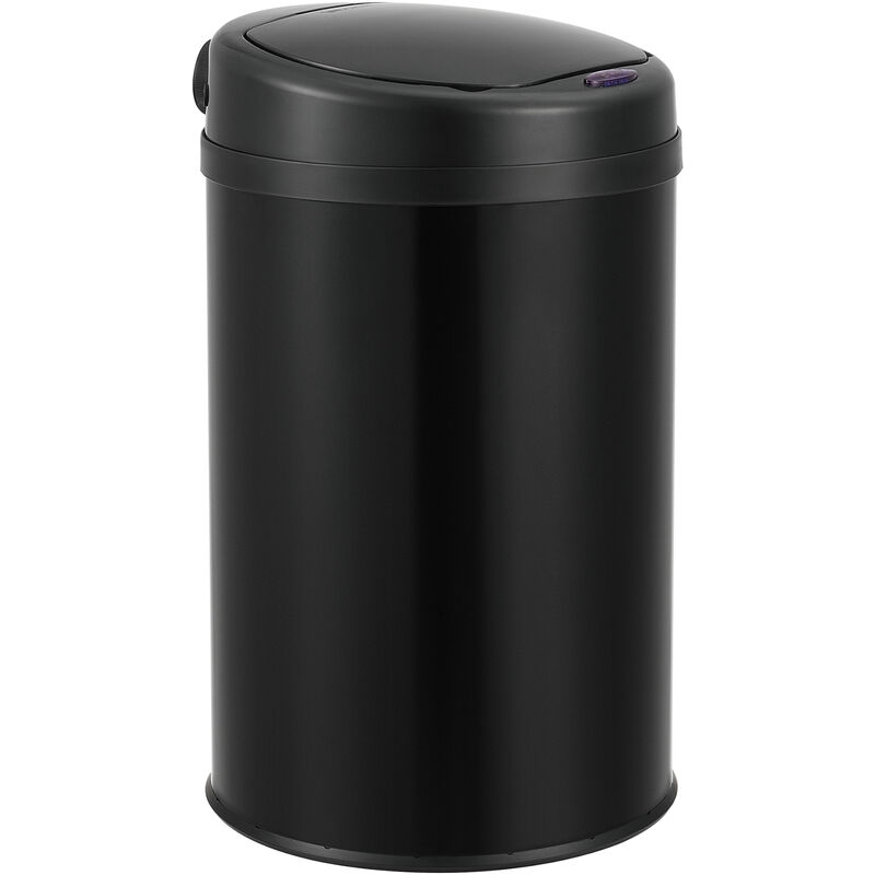 Poubelle à Capteur Acier Inox 30 Litres Noir [en.casa]