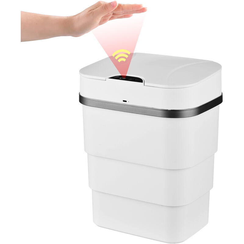 Poubelle Automatique à Induction Intelligente De Grande Capacité De 9.5 L, Capteur De Mouvement Infrarouge Sans Contact, 3 Couches Pliables, Batterie