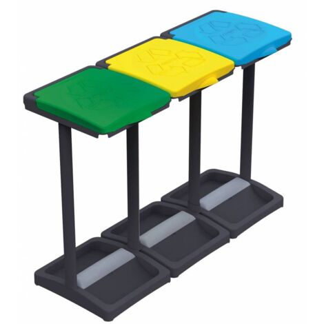 Poubelle avec 3 couvercles pour sacs de 80 A 110 l en PVC 94,5 x 36 x 81 h