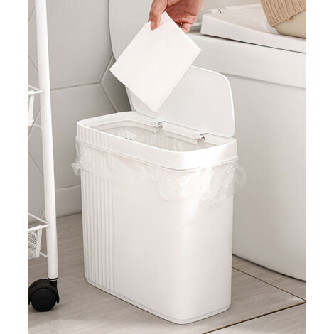 Poubelle avec Couvercle à Ouverture Pressée pour Cuisine, Salle de Bain, Bureau et Salon - Compacte, Design Élégant, Matériau PP