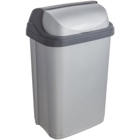 Poubelle avec couvercle coulissant, 25 l, Rasmus, Argent