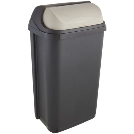 Poubelle avec couvercle coulissant, 50 l, Rasmus, Gris Graphite