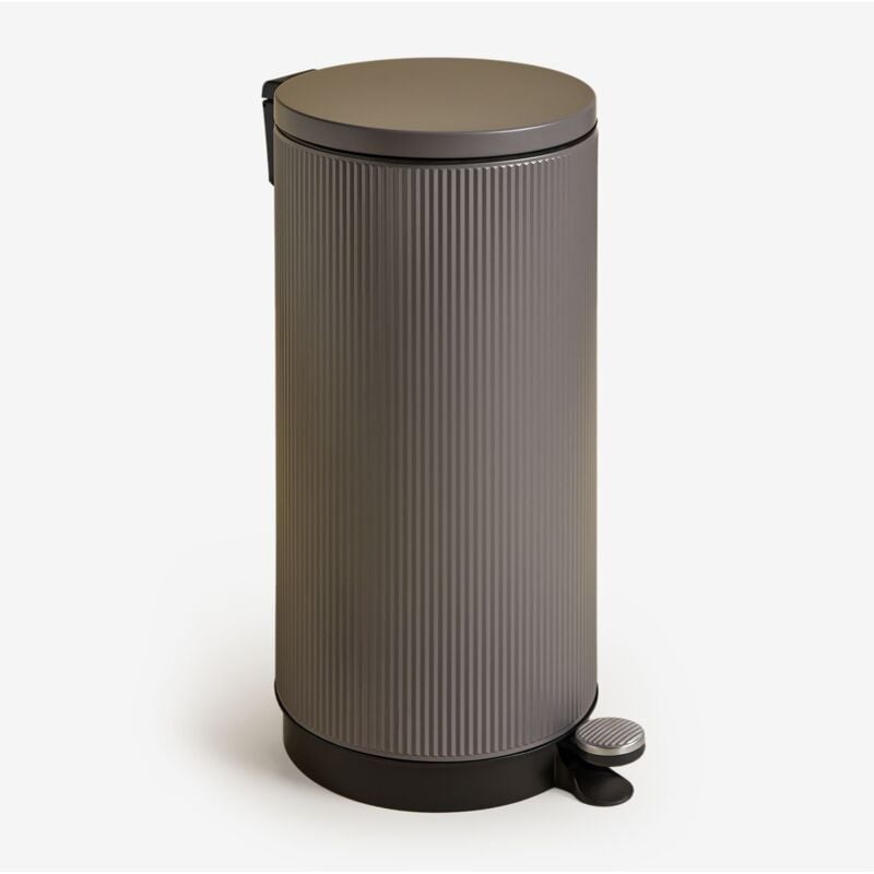 Sklum - Poubelle avec couvercle et pédale Midler Gris Taupe