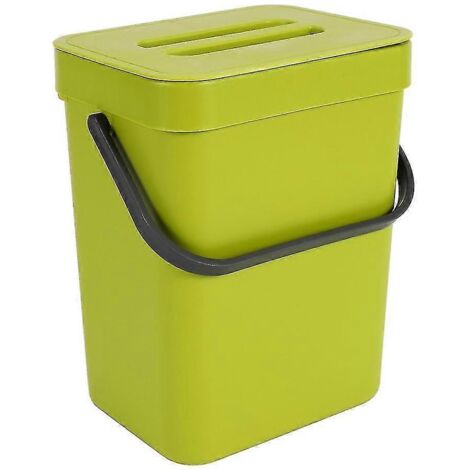 Poubelle avec couvercle sous évier, poubelle verte en plastique, corbeille à déchets suspendue pour salle de bain/o