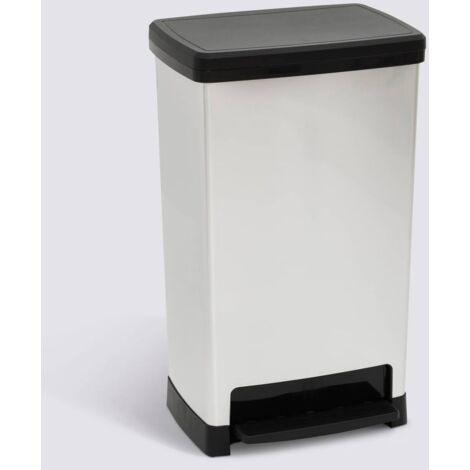 Poubelle avec ouverture à pédale capacité 50L coloris argent - Longueur 39 x largeur 28,8 x Hauteur 65,4 cm