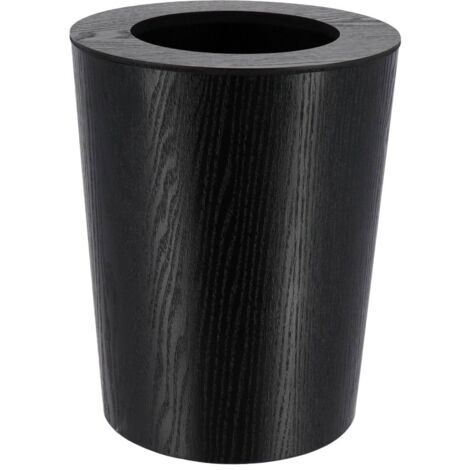 Poubelle bois facon chene 9l - noir - Tendance