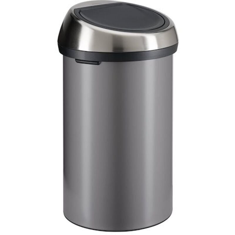 Poubelle 60 litres Brabantia Touch Bin ronde inox platinium