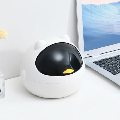 Poubelle Bureau Miniature Créative Chat Design Plastique Couleur Blanche Déchet Bureau Portable Petit