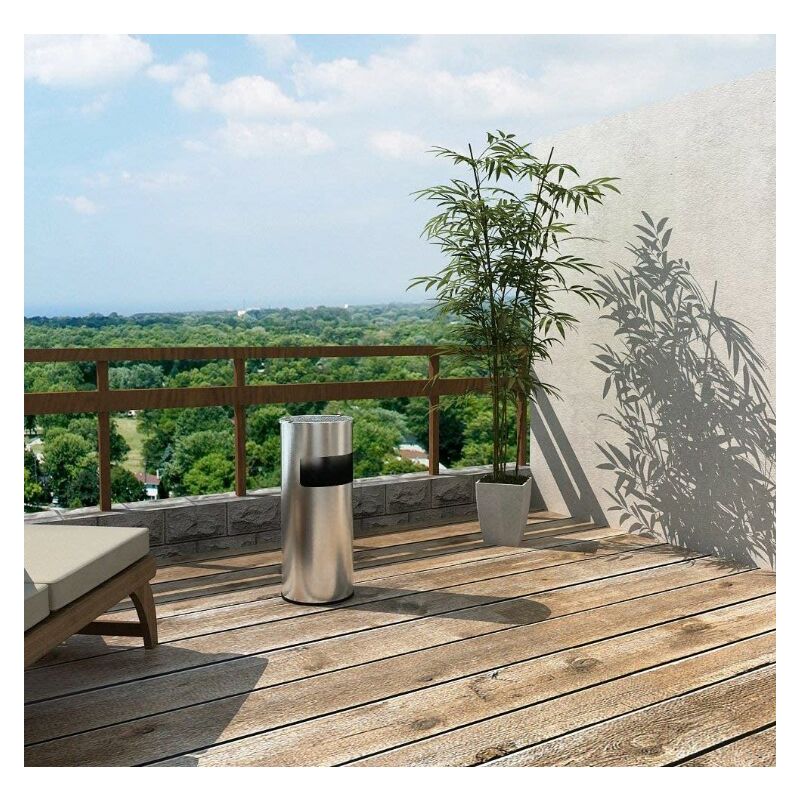 Skecten - Poubelle à cendrier d'hôtel 30 l couleur acier inoxydable