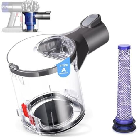 Poubelle Collecteur Réservoir + Filtre pour Dyson V6 Bac à Poussière Pièces Détachées DC58 DC59 DC62 DC74 Accessoires Aspirateur Dustbin 965660-01 Type A Remplacement Durable