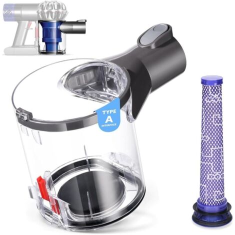Poubelle Collecteur Réservoir + Filtre pour Dyson V6 Bac à Poussière Pièces Détachées DC58 DC59 DC62 DC74 Accessoires Aspirateur Dustbin 965660-01 Type A Remplacement Durable