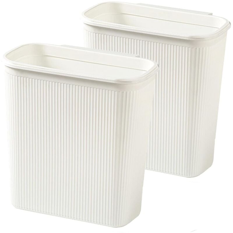Poubelle compacte de 2,6 gallons (environ 7,6 litres), corbeille fine pour salle de bain, chambre à coucher, bureau, blanche