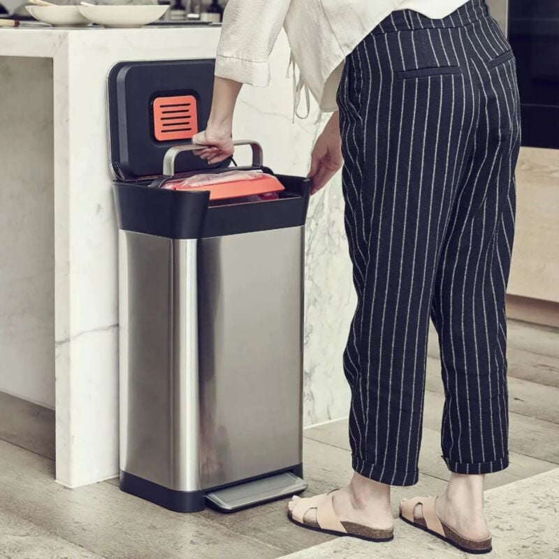 Joseph Joseph Titan poubelle compacteur de déchets 30L, inox (30030)
