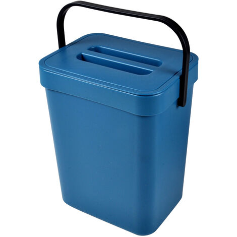 Poubelle compost de cuisine 3L accrochable 16 x 12 x 20 cm bleu