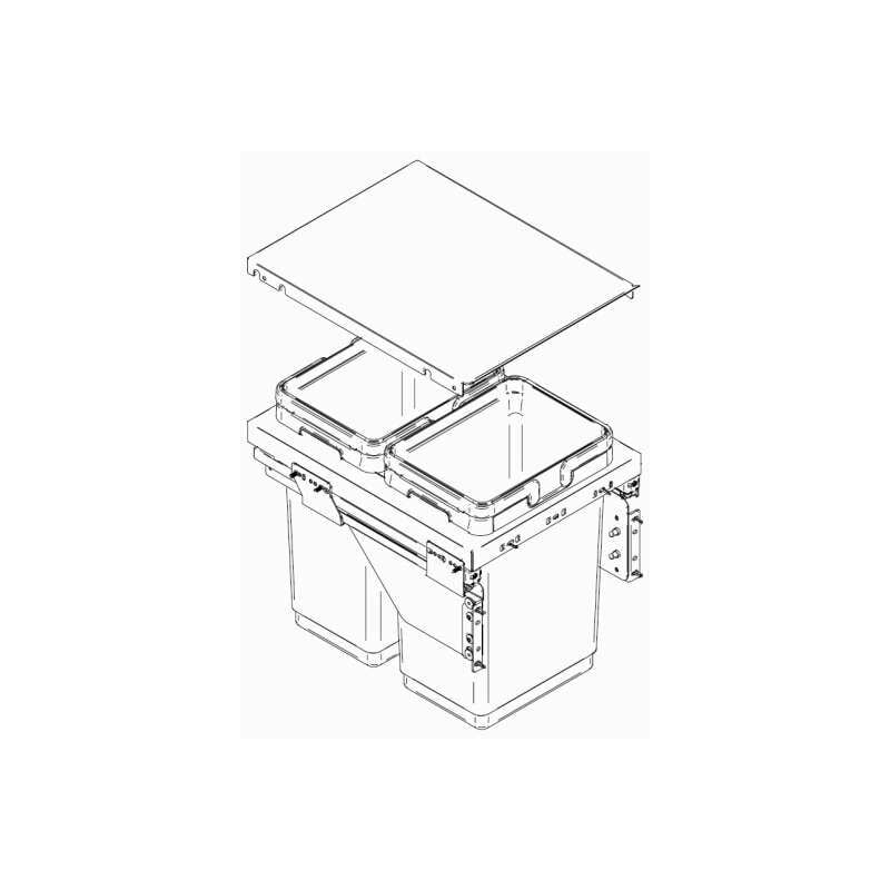 Vibo - Poubelle coulissante 1 ou 2 seaux - Nombre de seaux : 2 - Contenance : 40 l - Pour caisson de largeur : 400 mm - Hauteur : 447 mm